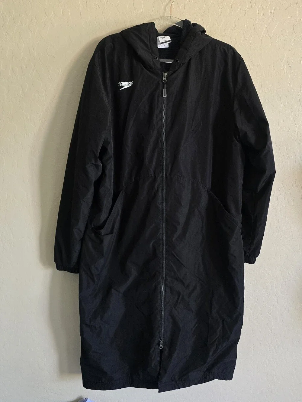 Speedo Black Swim Parka Coat with Hood Size Large - Picture 1 of 8